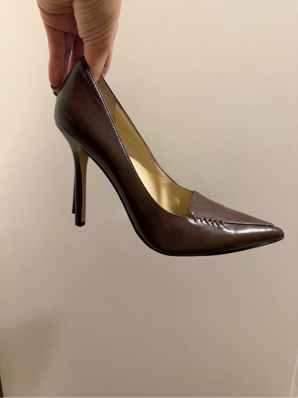 Joan & David Dark Brown leather Pointed Toe Stiletto Pumps